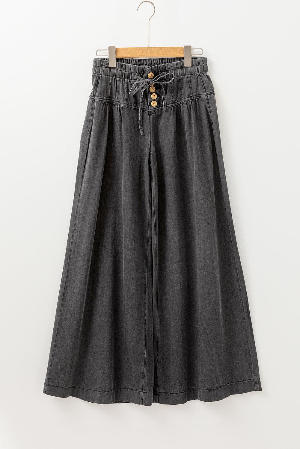 Carbon Grey Washed Wide Leg Jeans