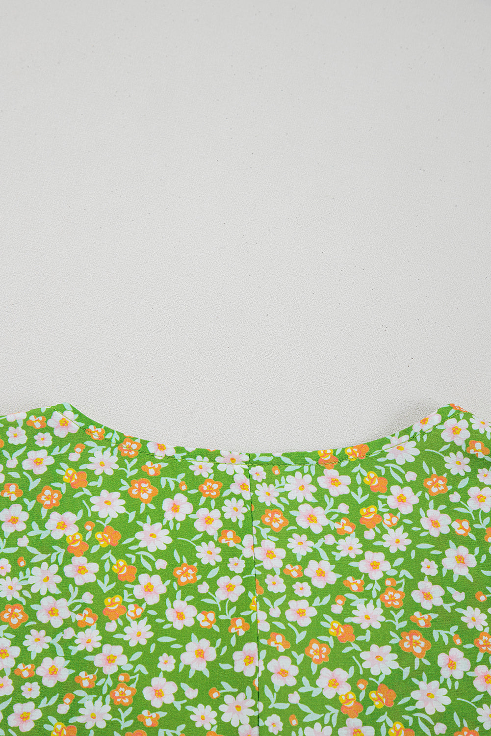 Green Floral Print Ruffled Sleeve V Neck Blouse