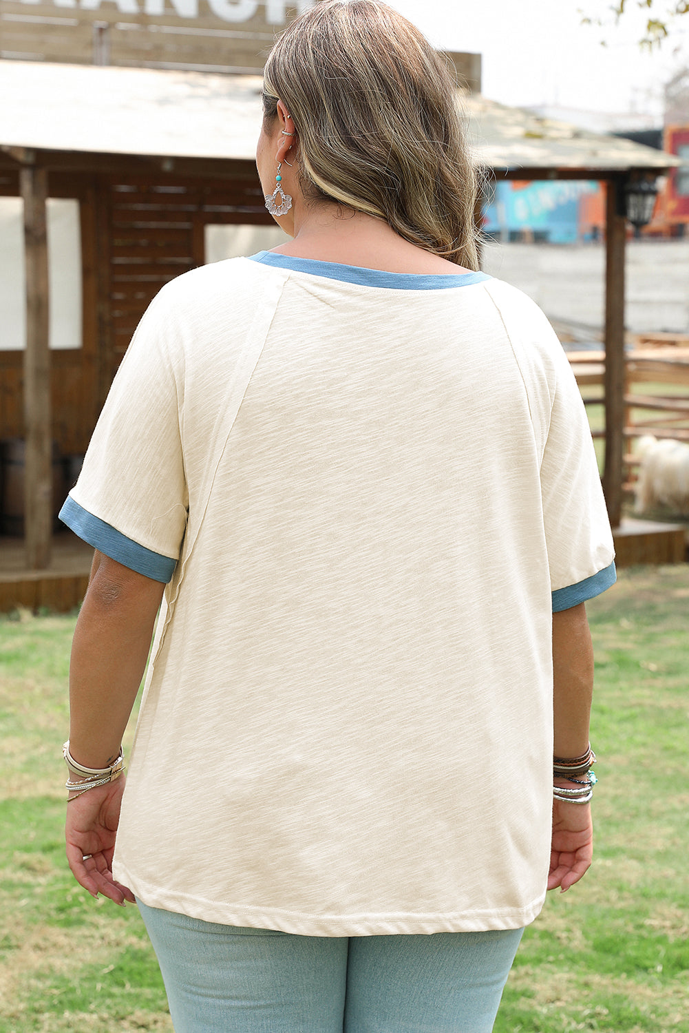 Beige Raw Seam Curvy Size Top