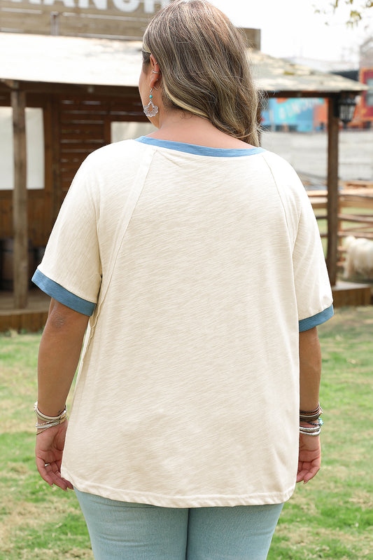 Beige Raw Seam Curvy Size Top
